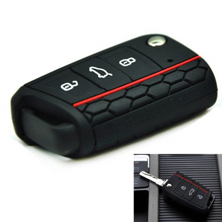 Housse de clé GTI pour clé de contact, garniture d'origine VW Golf 7 (5G), couverture noire et rouge.