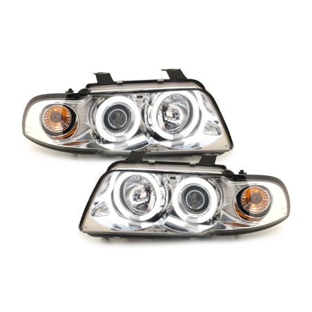 Paire de feux phares Audi A4 B5 de 1994 a 1998 angel eyes chrome-27360996 - Auto