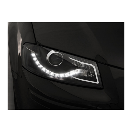 Paire de feux phares Audi A3 8P 03-08 Daylight led noir (U44) - Cdiscount  Auto