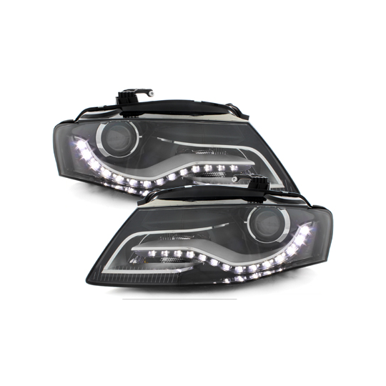 Headlights with daytime running lights AUDI A4 B8 8K Black SWA16DLGXB