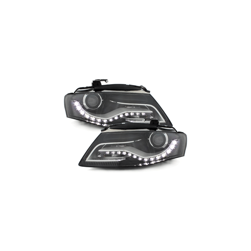 Headlights with daytime running lights AUDI A4 B8 8K Black SWA16DLGXB