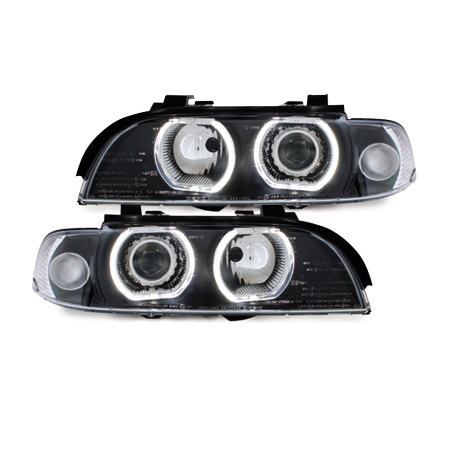 Phares BMW E39 5er 95-00-2 LED Angel Eyes-Noir