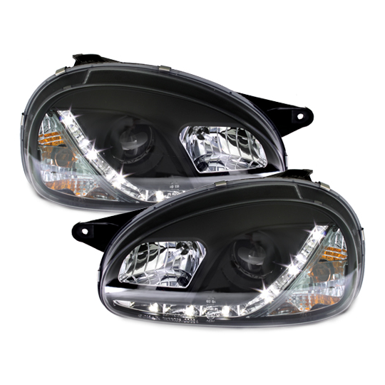 Jeu De Phares H7/H7 Opel Corsa C 09/00-06/03 – Gauche + Droite, Réglage Électrique, Clignotant Blanc, Ampoules H7 Incluses