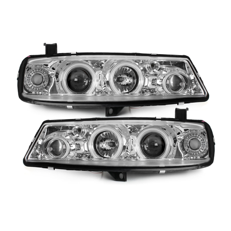 VAUXHALL CALIBRA 89-97 BLACK ANGEL EYE HALO PROJECTOR HEAD LIGHTS LAMPS PAIR