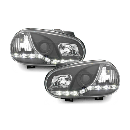 Phares LED DRL VW Golf IV 97-04 Noir