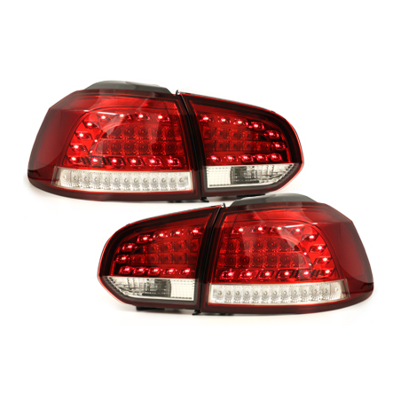  Feux arrière led LITEC VW Golf VI cligno LED Rouge/Cristal -  RV39LRC