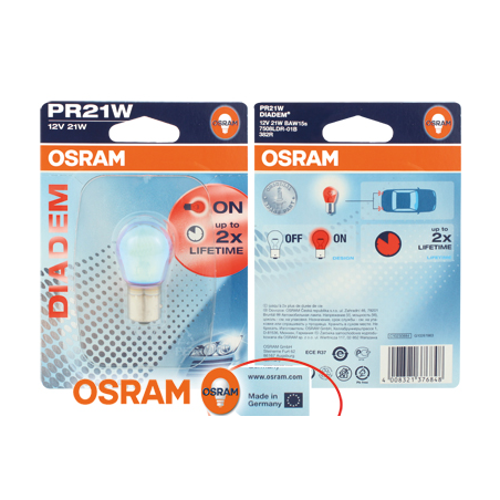 OSRAM DIADEM Rouge BAW15s 25W/12 V - Rouge (1 Pièce) - OS7508LDR-01B