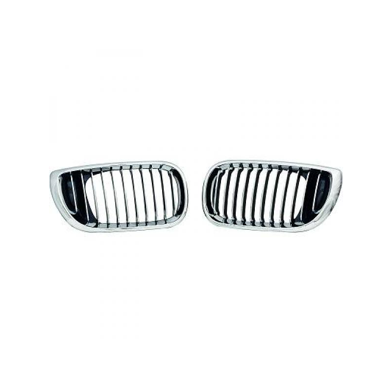 Calandre Avant Double Pont Noir Brillant Pour BMW E46 4 Portes (2002-2005) - Plastique ABS, Gauche & Droite