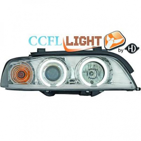 phares design angel eyes, CCFL Cool Lights, chrome, H1/H1, avec correct.   BMW E39,