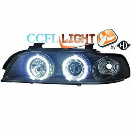 phares design angel eyes, CCFL Cool Lights, noir, H1/H1, avec correct.      BMW E39,