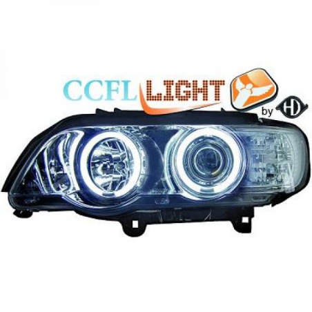 phares design angel eyes, CCFL Cool Lights, chrome, H1/H1  BMW X5,