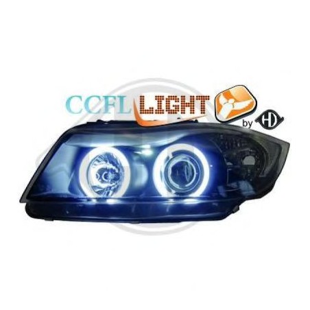  phares design angel eyes, CCFL Cool Lights, noir, H7+H1   BMW E90, 