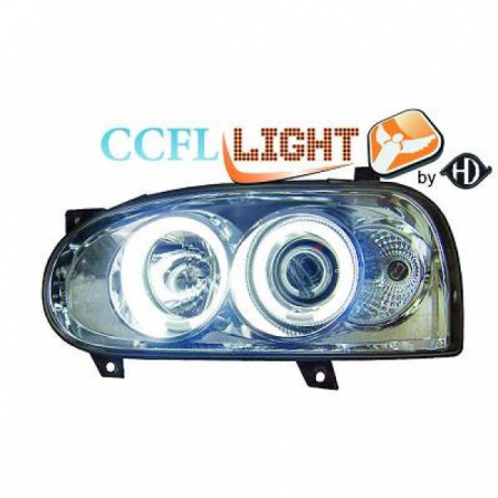phares design angel eyes, CCFL Cool Lights, chrome, H1/H1          GOLF III,