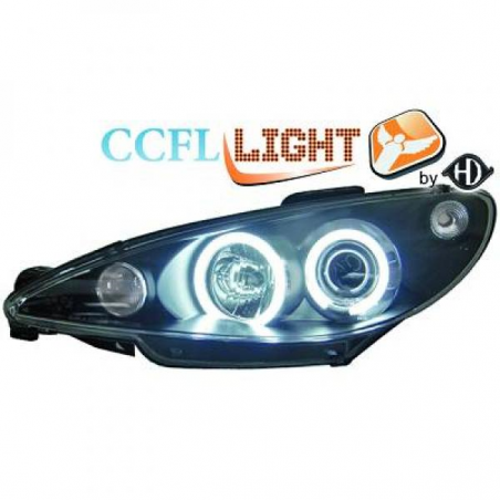 phares design angel eyes, CCFL Cool Lights, noir, H1/H1     206,