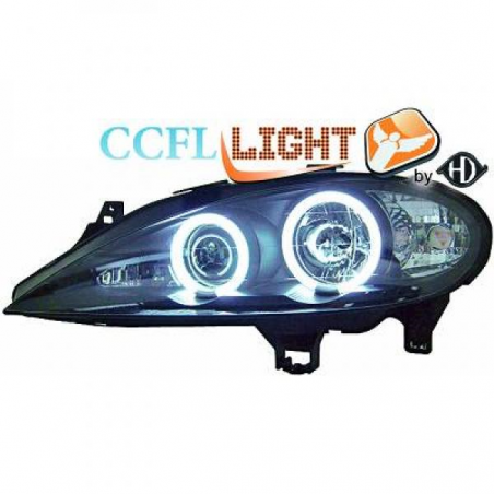 phares design angel eyes, CCFL Cool Lights, noir, H1/H1   MEGANE,