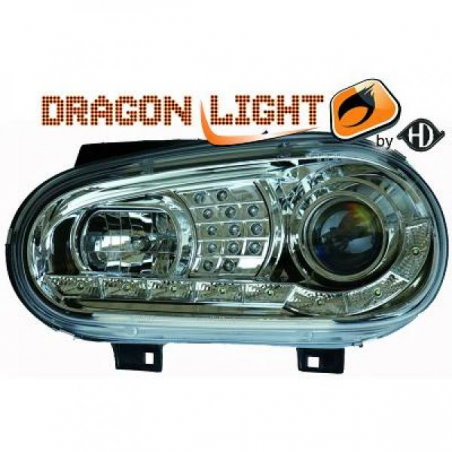 fari con LED diurni, DragonLights, nero GOLF 4 