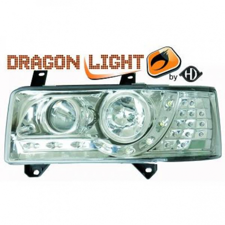 fari con LED diurni, DragonLights, chrome, clign. LED T4,