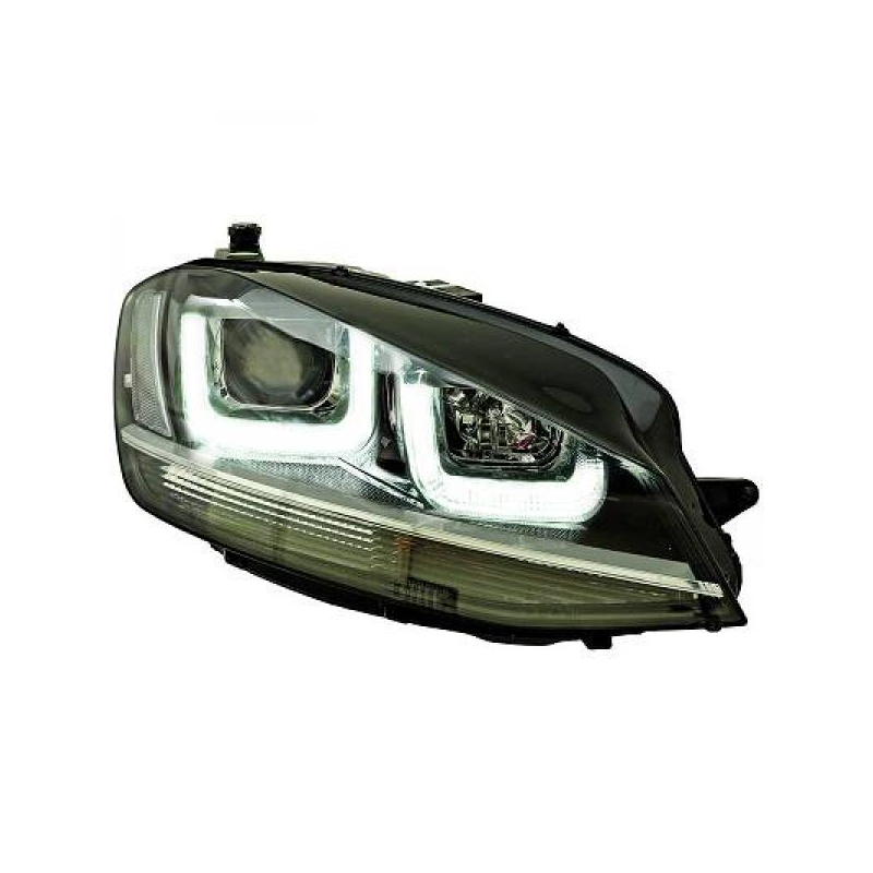 Phares VW GOLF 7 avec Feux diurne Led U style xenon (Chrome)