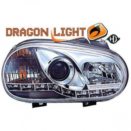 fari con LED diurni, DragonLights, chrome GOLF 4 