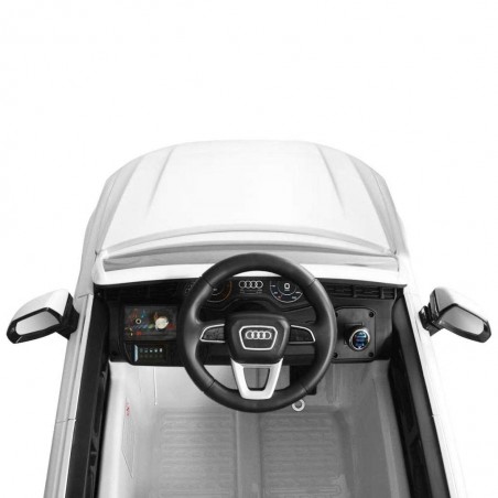 Voiture Enfant Audi Q7 Blanc Sur batterie 6V Incluse. SD et télécommande - dès 3 ans