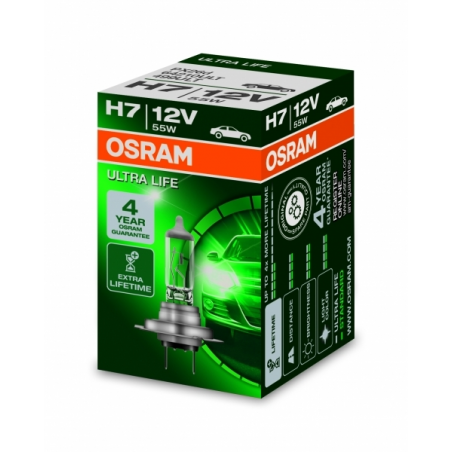 OSRAM ULTRA LIFE H7 Halogen Headlamp 64210ULT 12V carton box (1 unit)