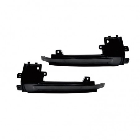 Kit de clignotants de rétroviseurs noir avec effet dynamique à LED pour Audi. Kit de clignotants de rétroviseurs noir avec effet dynamique à LED pour Audi.