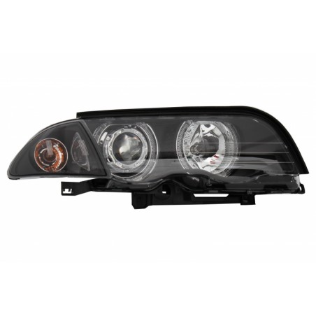Headlights LED Angel Eye suitable for BMW E46 Limousine Touring (1998-2001) Black