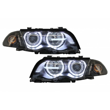 Headlights LED Angel Eye suitable for BMW E46 Limousine Touring (1998-2001) Black