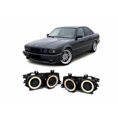 Angel Eyes Headlights suitable for BMW 7 Series E32 5 Series E34 Black