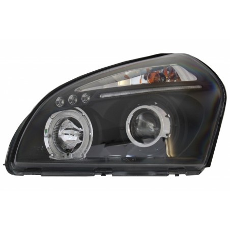 Headlights Angel Eyes Dual Halo Rims Suitable for Hyundai Tucson (2004-2010) Black