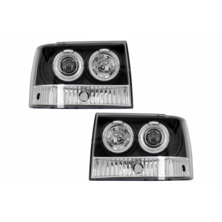 Headlights suitable for Jeep Grand Cherokee I ZJ (1993-1998) Angel Eyes Black