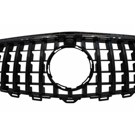 Central Grille suitable for MERCEDES Benz E-Class W213 S213 C238 (2016+) GT-R Panamericana Design Black With 360 Camera