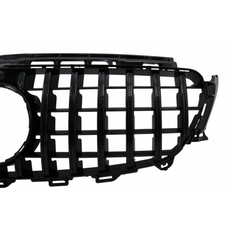 Central Grille suitable for MERCEDES Benz E-Class W213 S213 C238 (2016+) GT-R Panamericana Design Black With 360 Camera