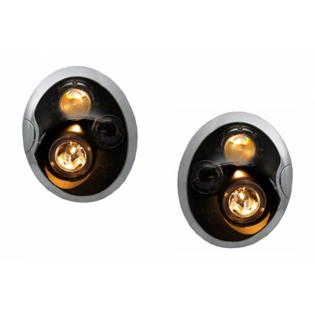 Headlights Angel Eyes suitable for MINI Cooper R50/R52/R53 (2001-2006) Clear Glass Black Housing