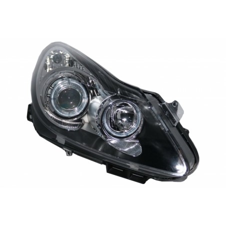 Headlights Angel Eyes 2 Halo Rims suitable for OPEL Corsa D (2006-2014) RHD & LHD Black