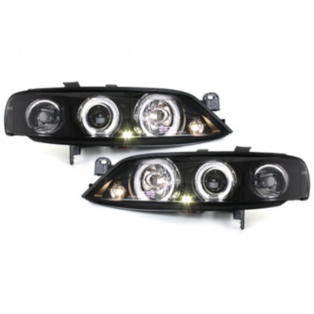 headlights suitable for OPEL Vectra B 96-99 _ 2 halo rims _ black