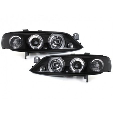 headlights suitable for OPEL Vectra B 96-99 _ 2 halo rims _ black