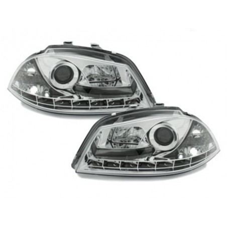 DAYLINE headlights suitable for SEAT Ibiza 6L 03-08 _ drl-optic _ chrome