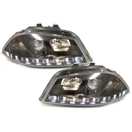 DAYLINE headlights suitable for SEAT Ibiza 6L 03-08 _ drl-optic _ black