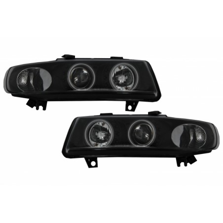Headlights suitable for SEAT Leon (1999-2004) / Seat Toledo (1999-2004) Angel Eyes Black CCFL