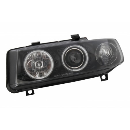 Headlights suitable for SEAT Leon (1999-2004) / Seat Toledo (1999-2004) Angel Eyes Black CCFL