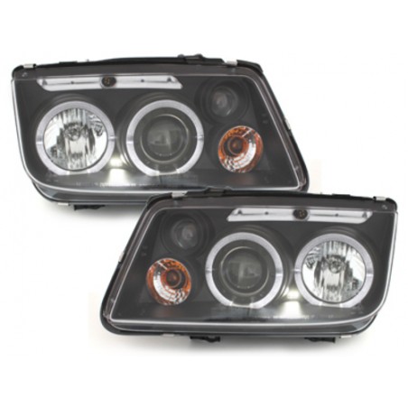 headlights suitable for VW Bora 98-05 _ 2 halo rims _ black