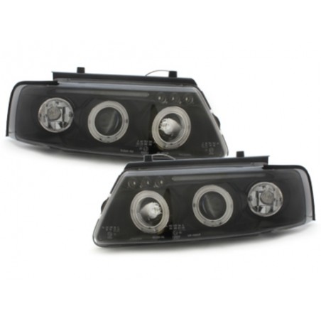 headlights suitable for VW Passat 3B 96-00 _ 2 halo rims _ black