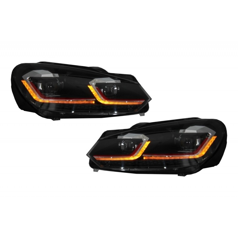 Kit phares LED pour Golf 6 (Style Golf 7 Facelift 7.5 GTI rouge) avec