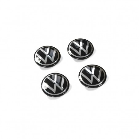 Enjoliveurs de moyeu dynamiques d'origine VW Nouveau logo Volkswagen Jante en alliage léger chromée.