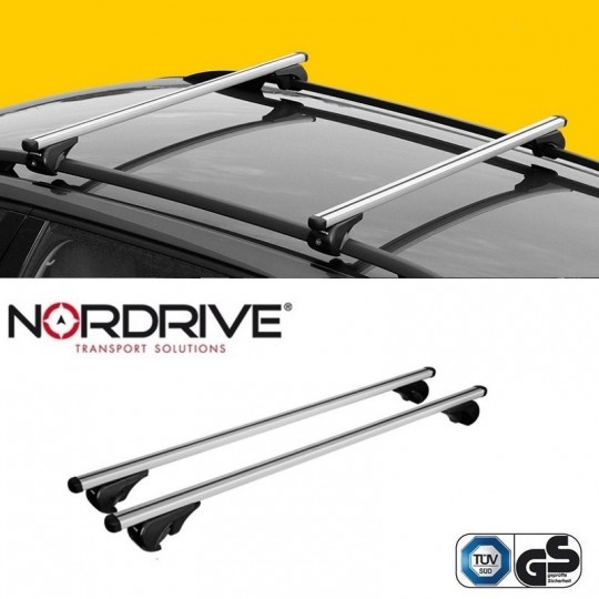NORDRIVE Barres De Toit Aluminium 120 Cm - Paire Pour Voiture Universelle