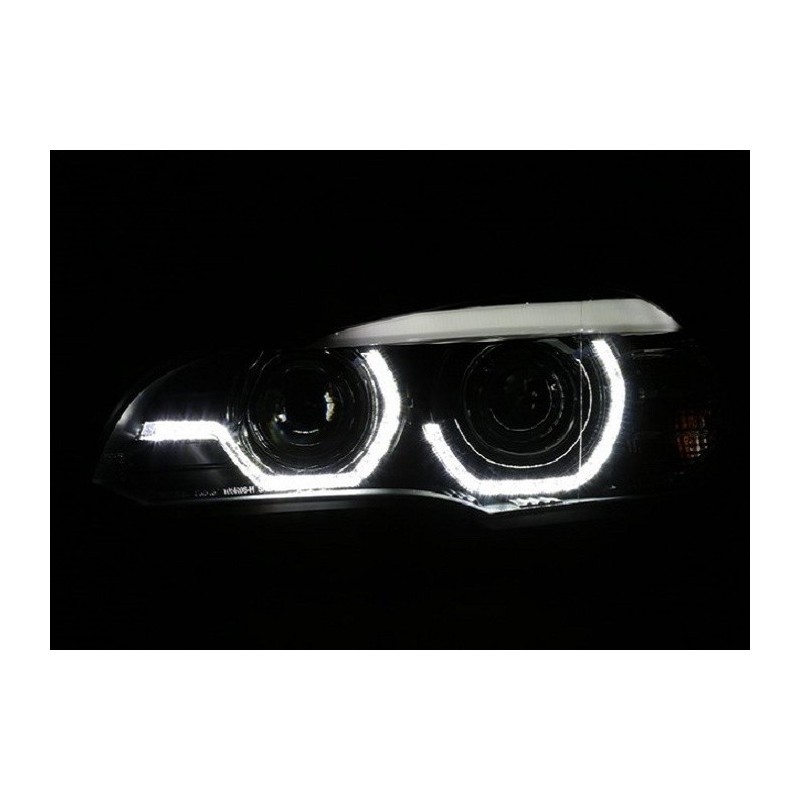 1 Paire Cache Phares Avant BMW X5 E70 2008-2013 - Autocollants Noir Brillant Tuning & Personnalisation