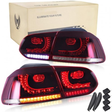 Feux Led rouge fumé à clignotants dynamique pour VW Golf 6 Feux Led rouge fumé à clignotants dynamique pour VW Golf 6