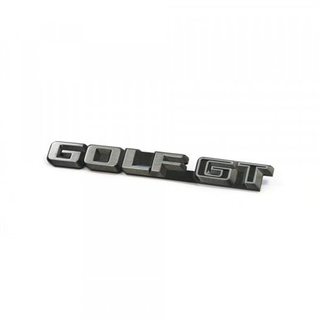 Inscription arrière VW Golf II GT, emblème de la trappe arrière, logo noir argenté.