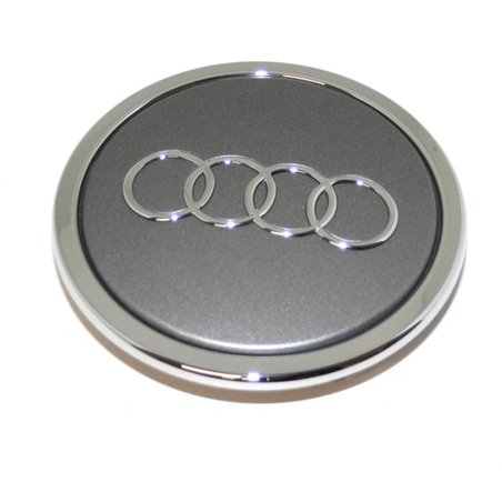 Cache-moyeu d'origine Audi, couvercle de moyeu, enjoliveur de roue en alliage gris métallisé 8T0601170A7ZJ.